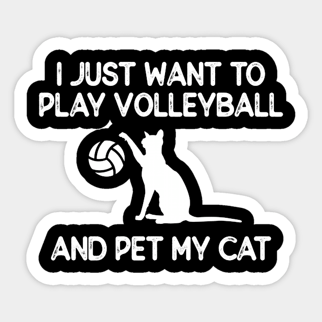 Volleyball and Cat Lover Gift Sticker by PixelArt